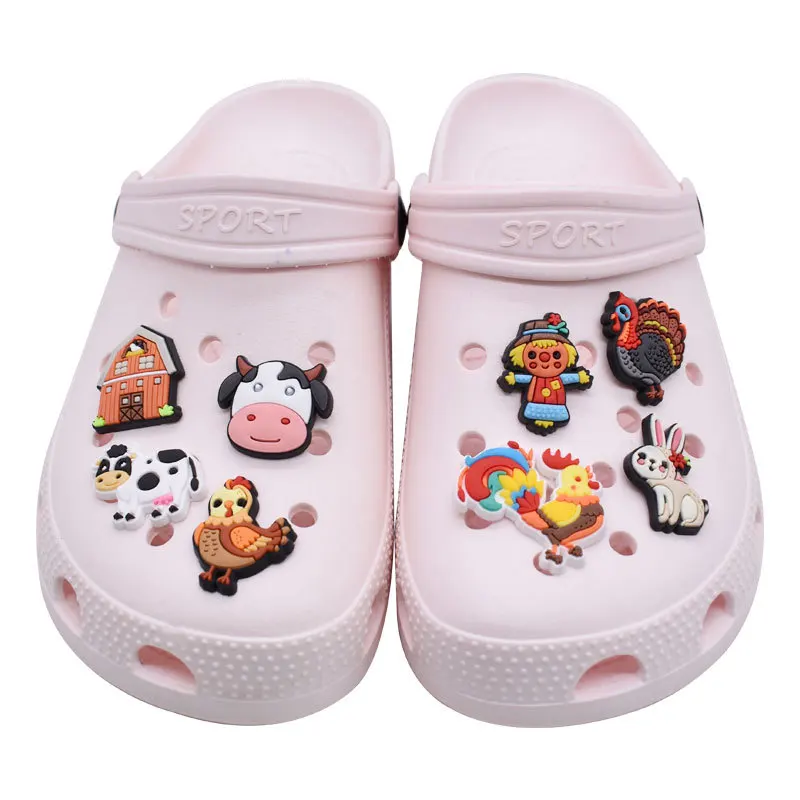 

Hot Sale 1Pcs New Arrival Farm Animal Shoe Charms for Croc Charms Accessories Pin Decorations Kid's Women Party Favor Gifts ﻿