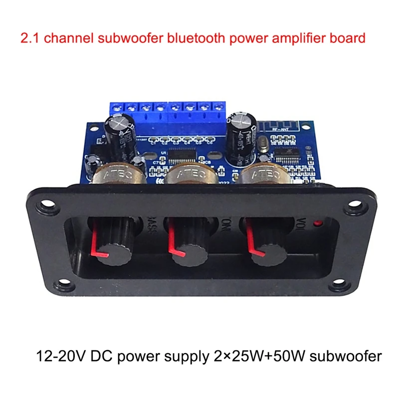 2 channel amp 2.1 Channel Digital Power Amplifier Board 2X25W+50W Bluetooth 5.0 Subwoofer Class D Audio Amplifier Board DC 12-20V amplifier speaker