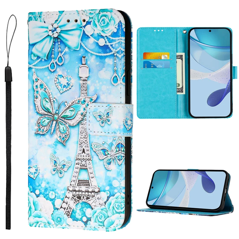 Vintage Floral Leather Wallet Case with Magnetic Flip Cover