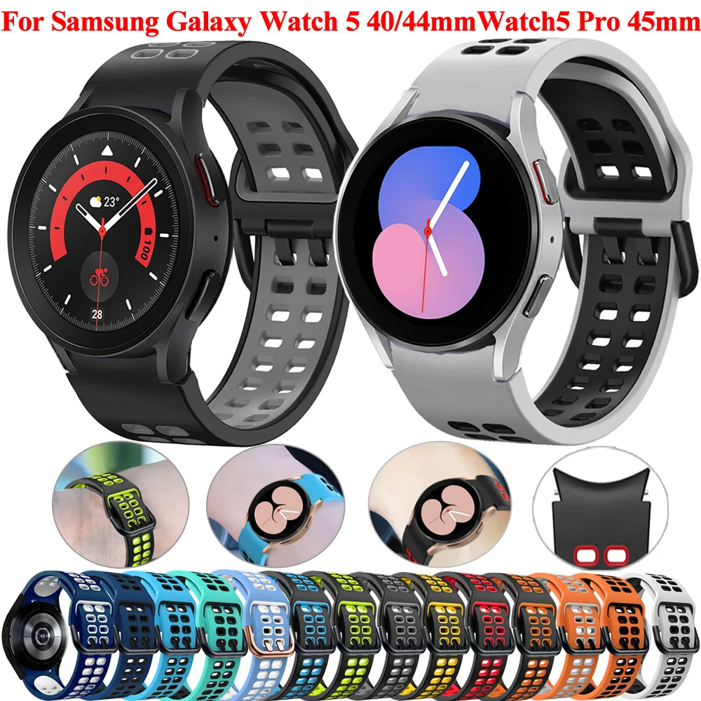 Correa de reloj inteligente compatible con Samsung Galaxy Watch 6 /  Classic, Galaxy Watch 5 / PRO, Galaxy Watch 4 Classic, correa de silicona  suave
