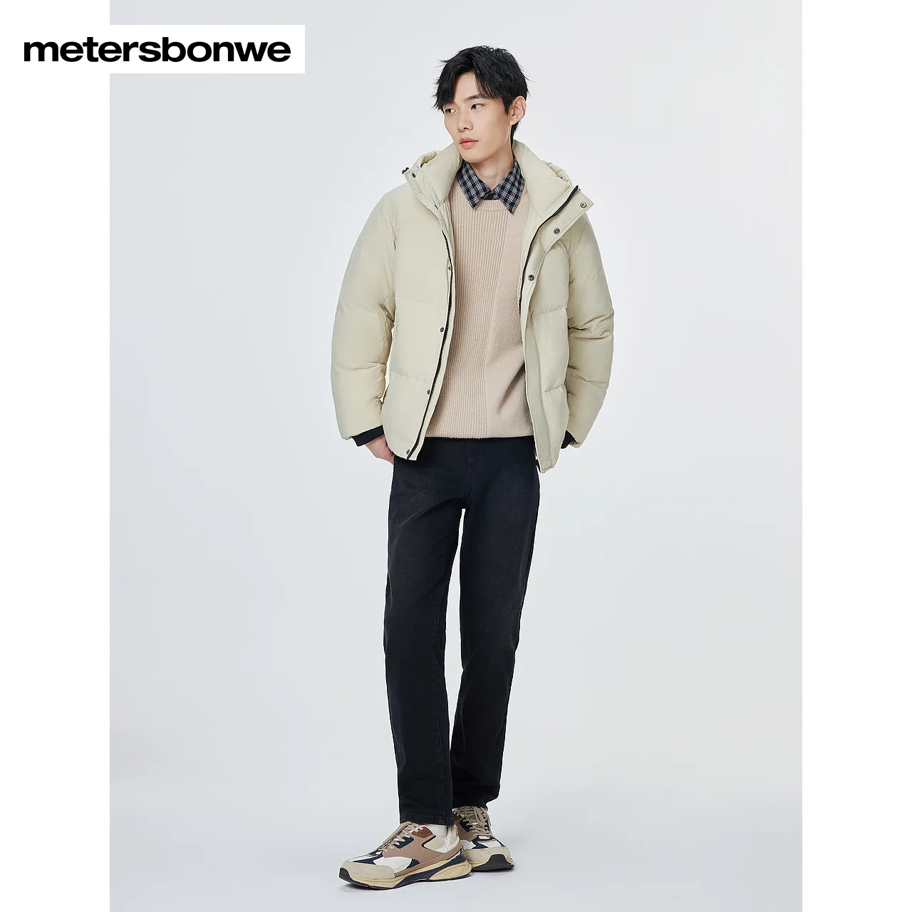 Metersbonwe-Men's Down Jacket Hooded With Reflective Article Drawstring Comfort Duck Down Basics Casual Warm Wear Winter