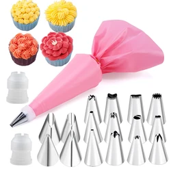 Deluxe Pastry Decorating Set with Stainless Steel Tips (16pcs SET 5 Pink)