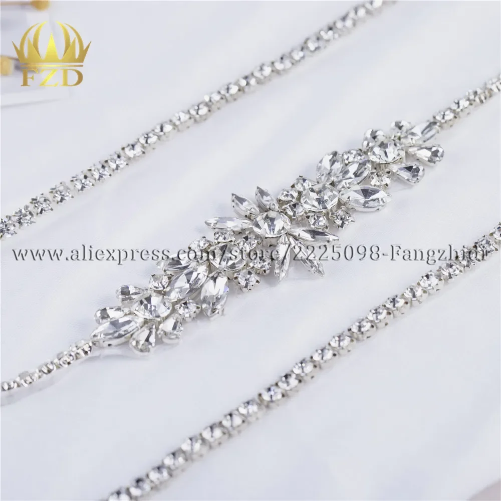 

FZD 10 yard Handmade Crystal Rhinestone Applique for Garment Dresses Headbands Bridal Appliqued Garters Waistband DIY Decorative