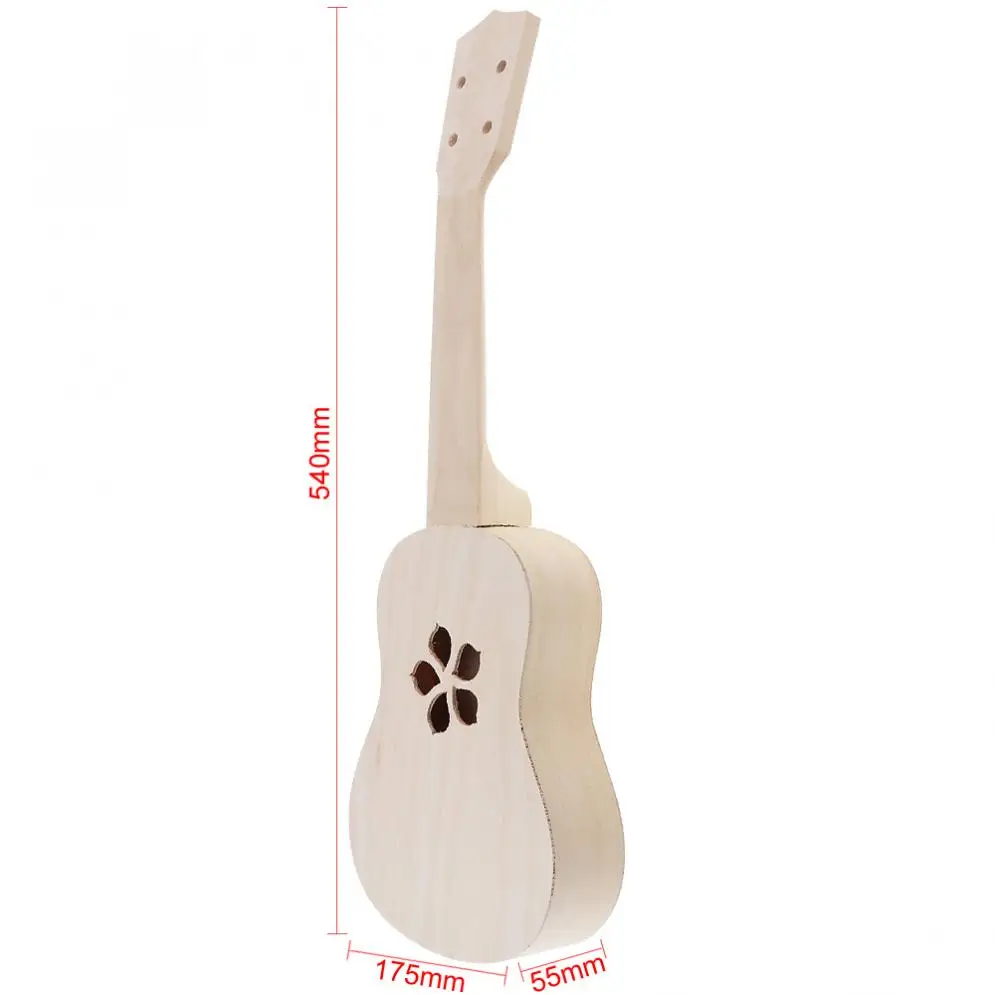 21 Inch Ukulele DIY Kit Basswood Soprano Hawaii Guitar Ukelele Sakura Sound Hole Handwork Painting for Parents Child Campaign Ukulele Set