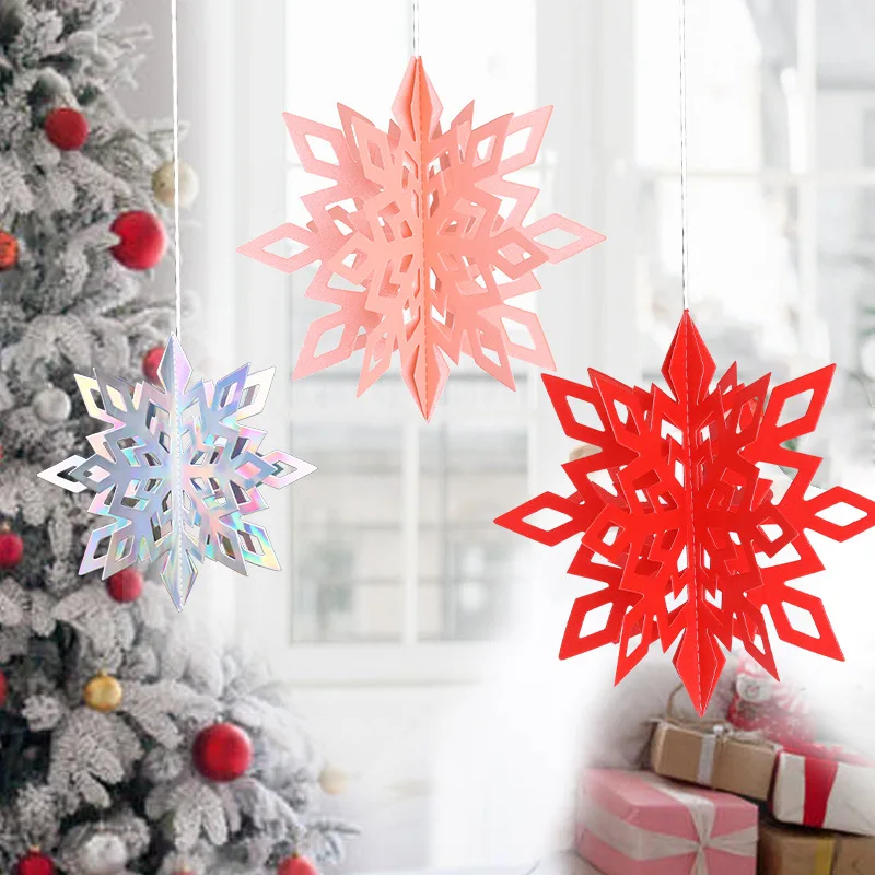 6pcs Artificial Snowflakes Paper Snowflakes Christmas Hanging