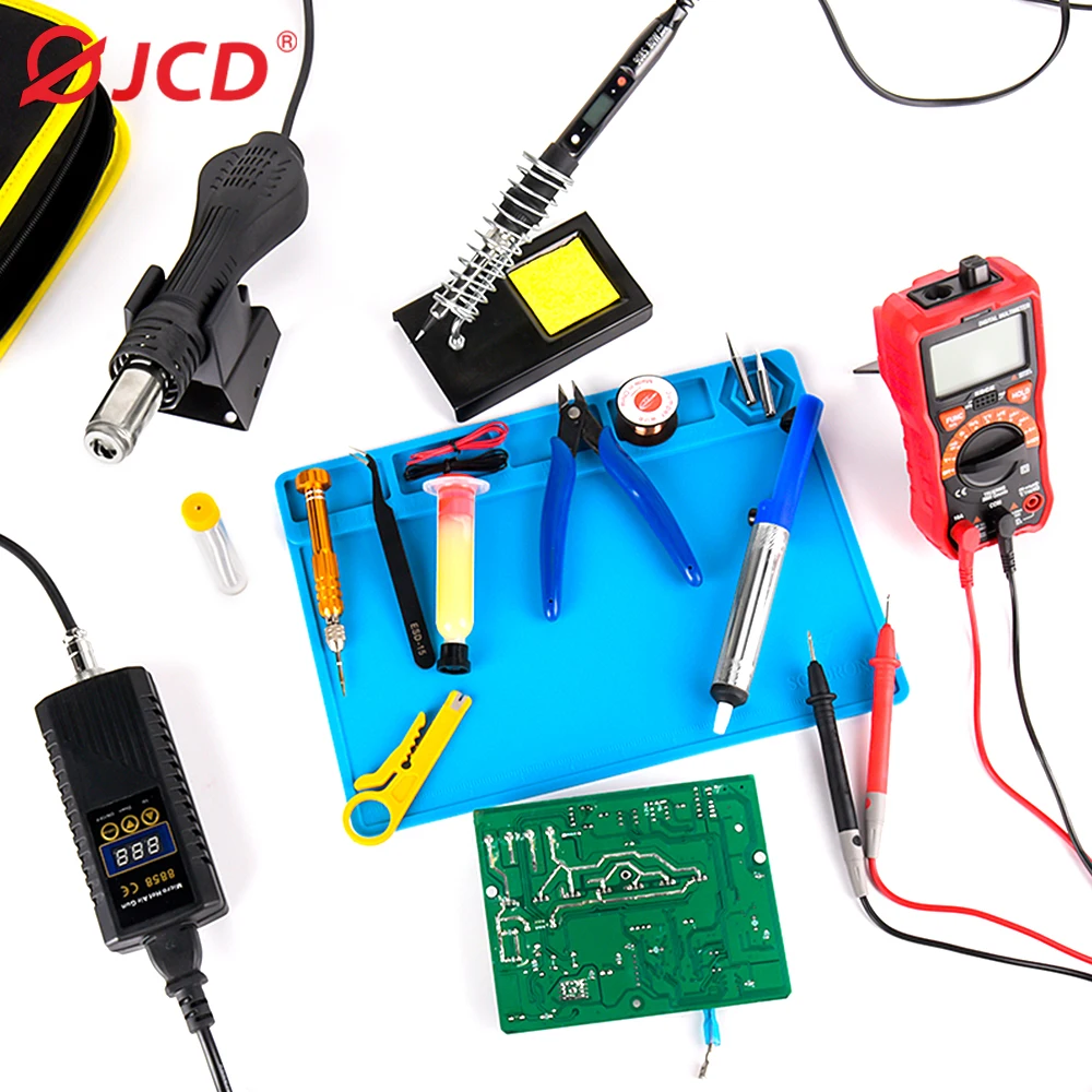 

Комплект паяльника JCD 80 Вт 220 В с регулировкой температуры, ЖК-дисплей, сварочный инструмент, паяльный коврик, набор наконечников для паяльника, отсос для припоя