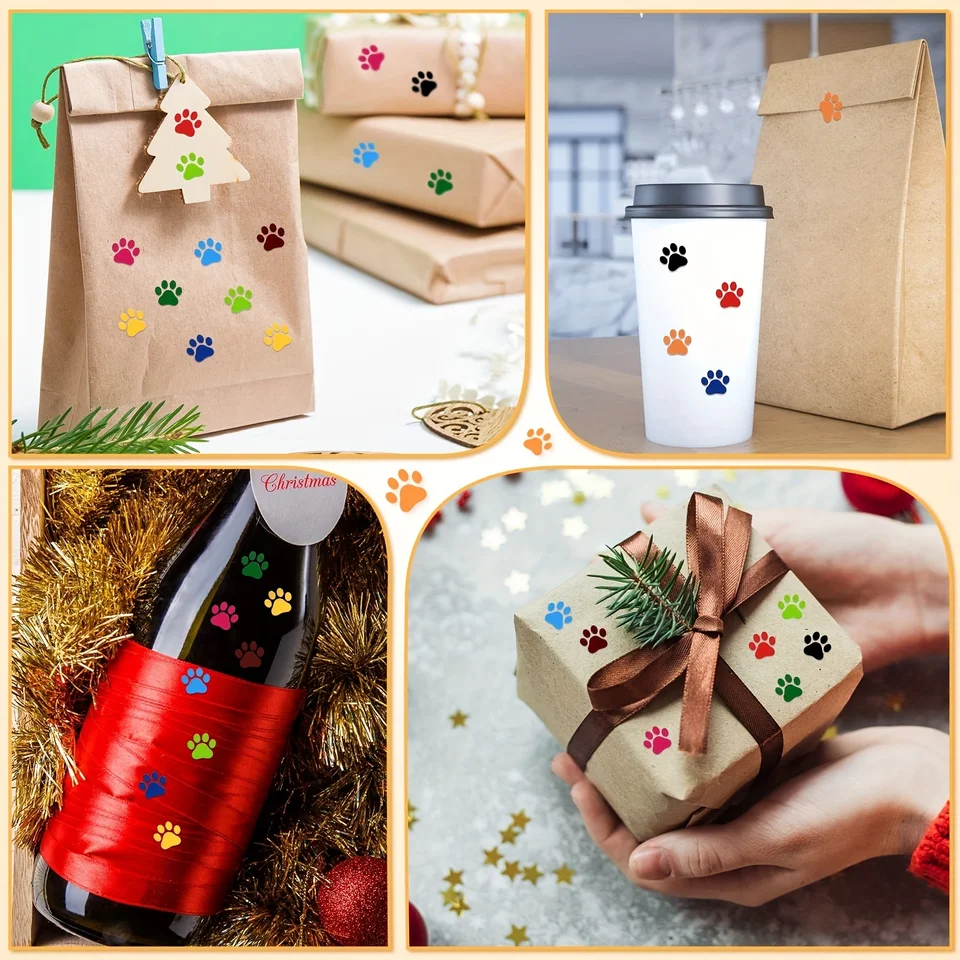 JZK 1000 adesivi colorati a forma di zampa di cane, 25 mm, etichette adesive per feste di compleanno per bambini, adesivi sigillanti in carta per sacchetti regalo per feste per bambini