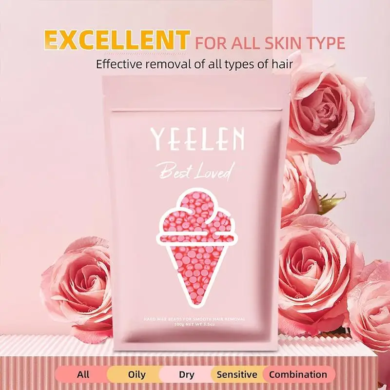 Hard Wax Beads 3.5 Oz 100g for Hair Removal 10 Sticks Brazilian Waxing for Bikini Face Eyebrow Chest Legs Armpit Women Men