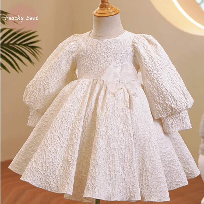 

Baby Girl Princess Tutu Dress Infant Toddler Child Vestido Long Puff Sleeve Bow Frocks Birthday Party Elegant Baby Clothes 1-12Y