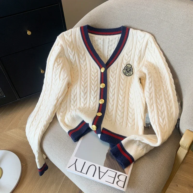 Fashion Knitted Cardigan Women V-Neck Pullover Warm Knitwear Jumper Clothes Casual Sweater Autumn Winter Kpop 2000s Aesthetic