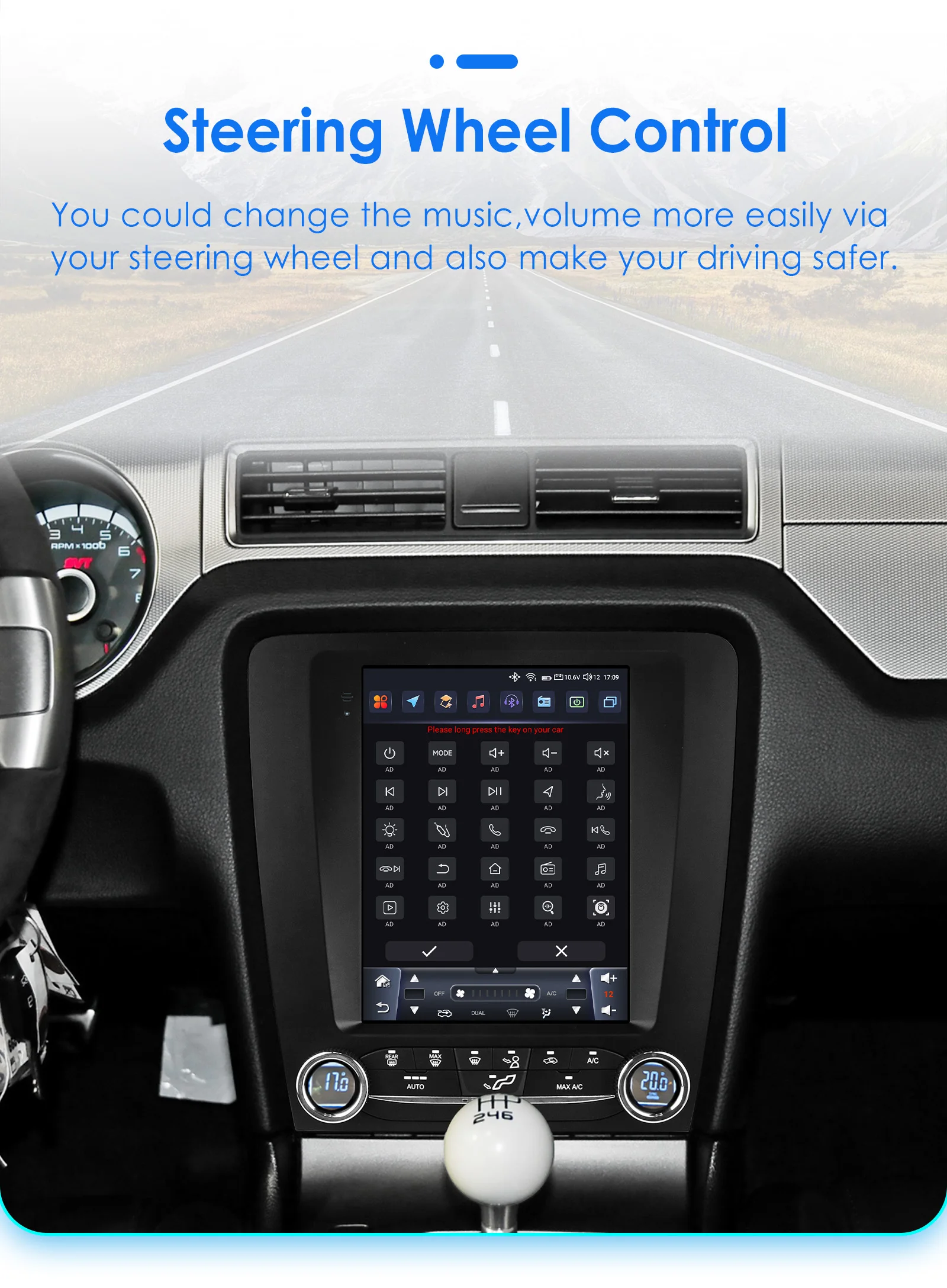 Hizpo Android 14 Für Ford Mustang 2010 2011 2012 2013 2014 Autoradio Stereo Vertikaler Bildschirm Multimedia Carplay Player GPS 9,7 Zoll – Detail 38