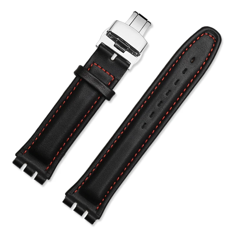 Genuine Leather Watch Strap with Steel Buckle in Multiple Colors