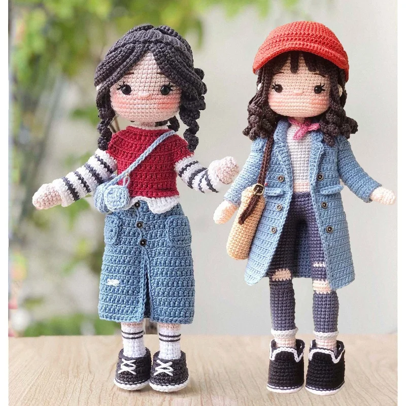 Crochet Girl Doll Amigurumi Doll Pattern DIY Hook Crafts Crochet Material Set Kit With Instruction In English Girl Children Gift
