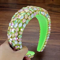 Gorgeous Baroque Hair Accessories Padded Crystal Tiara Headbands Candy Green Rhinestone Handmade Hairbands For Women Wedding