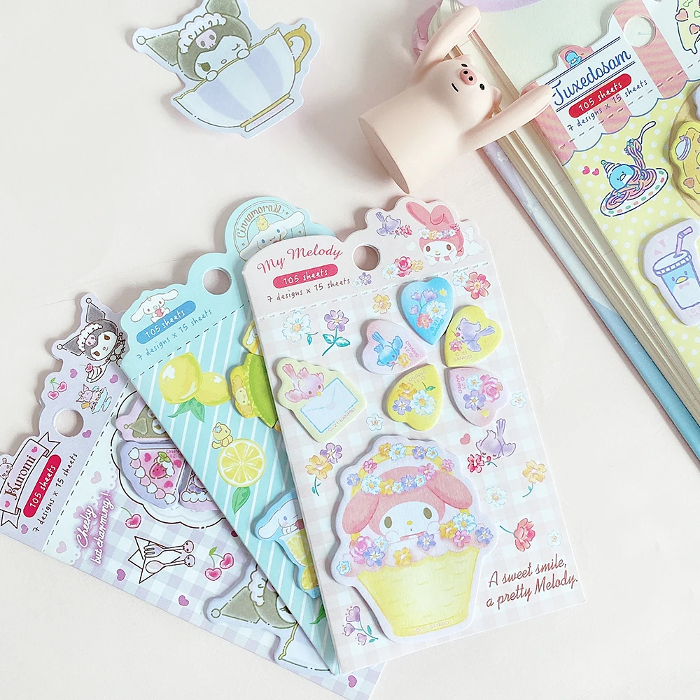105 blätter Kawaii cartoon tiere Sticky Notes Memo Pad Tagebuch Stationäre Flakes Sammelalbum Dekorative Nette Cartoon N Mal Klebrigen – Detail 10