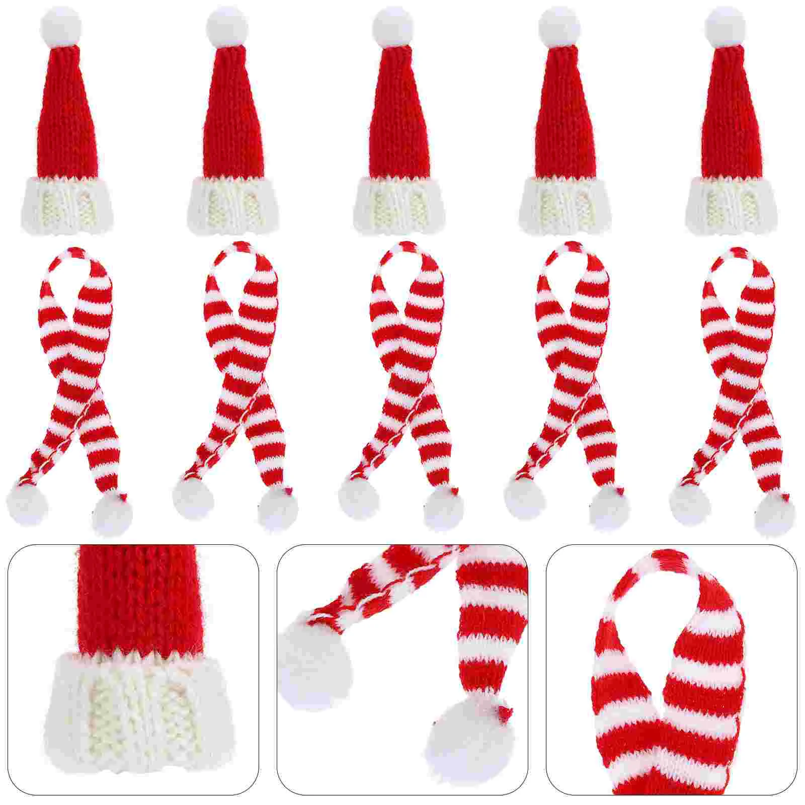 

Mini Santa Hats Scarf Christmas Wine Bottle Cover DIY Craft Supplies Miniatures Christmas Decorations For Home Shop
