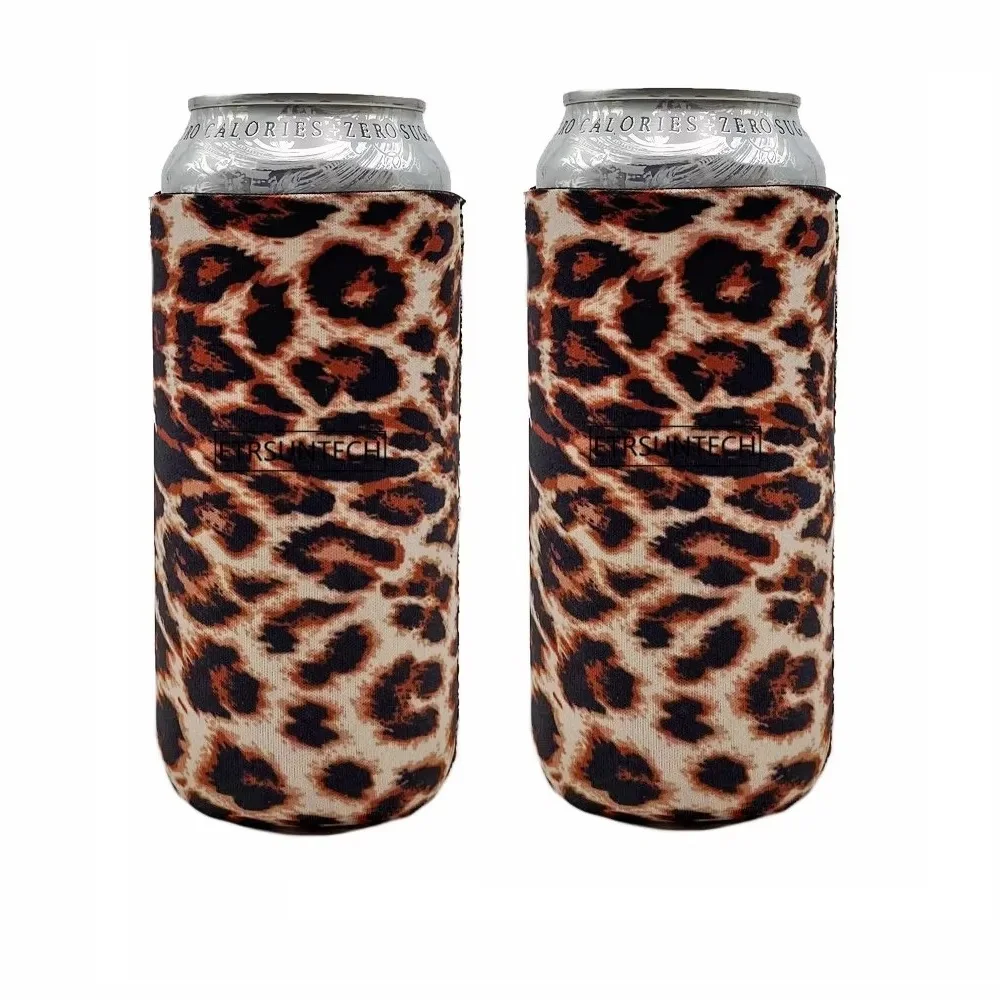 Set of 2 Collapsible Neoprene Beverage Cooler Sleeves for Tall Cans and Bottles