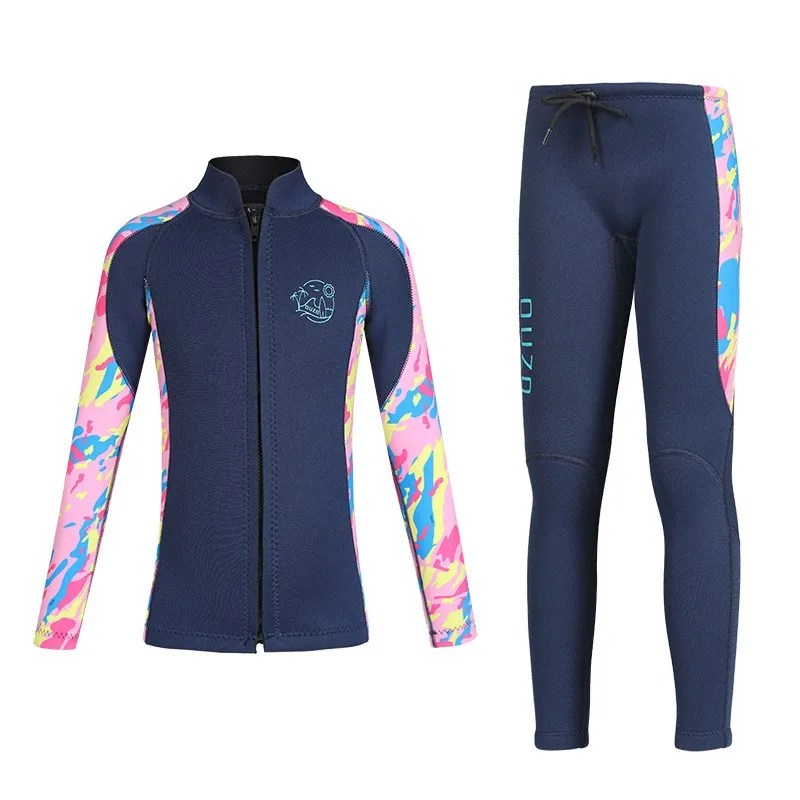 2.5MM Neoprene Children's Wetsuit Long Sleeve Separate Diving Suit  Printing Boys And Girls Cold Proof Warm Jellyfish Swimsuit 10000pcs 25x15mm gold hologram genuine original security seal tamper evident removal proof serial number laser printing sticker