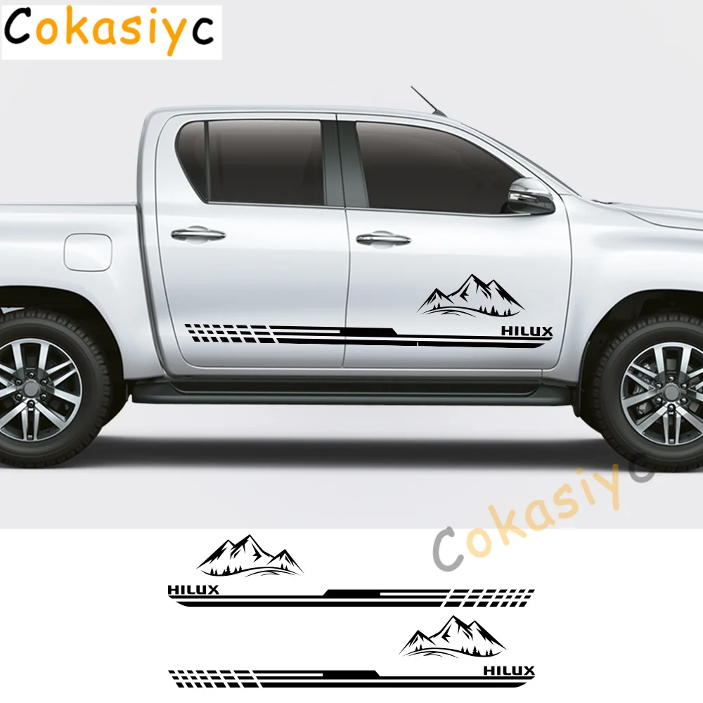  ZYHZJC 2 unids coche rayas laterales pegatinas impermeable  etiqueta styling coche tuning accesorios para Toyota Hilux Revo : Automotriz