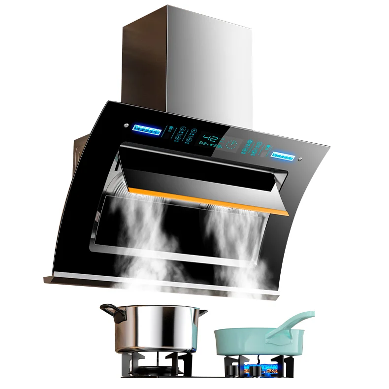 Range Hood Glass Side Wall Household Kitchen With High Suction Power New Design Low Price 75/90cm Cooker Hood Extractor Kitchen