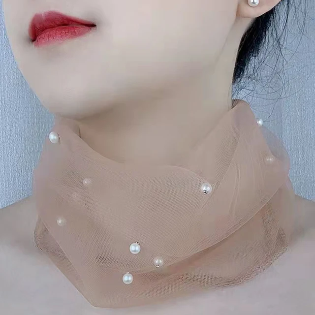 [알리익스프레스] 우아한 여름을 위한 필수품: 용수철 자외선 차단 가짜 진주 목 칼라