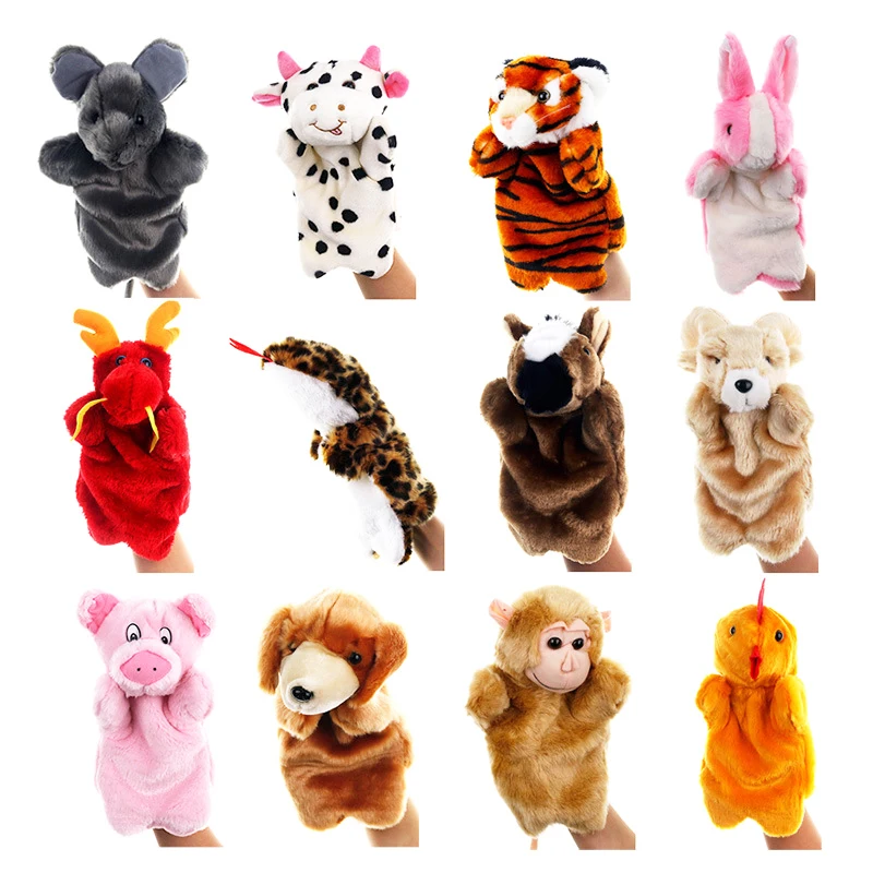 

12 Zodiac Hand Puppet Stuffed Animal Muppet Finger Glove Plush Doll Toy Parent Child Early Learning Educational Role Play Props