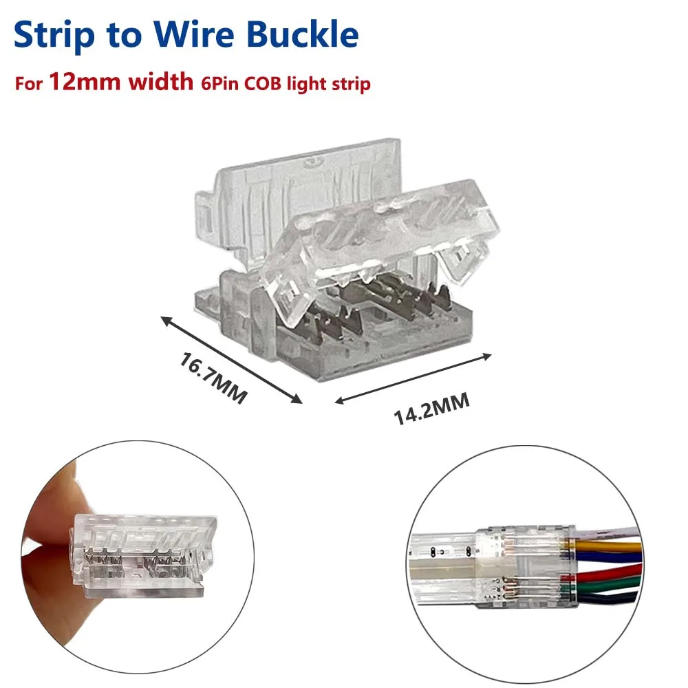 รูปสินค้า ตัวเชื่อมต่อสายไฟ LED Strip 6Pin COB RGBCCT 12MM ทนทาน ใช้งานง่าย