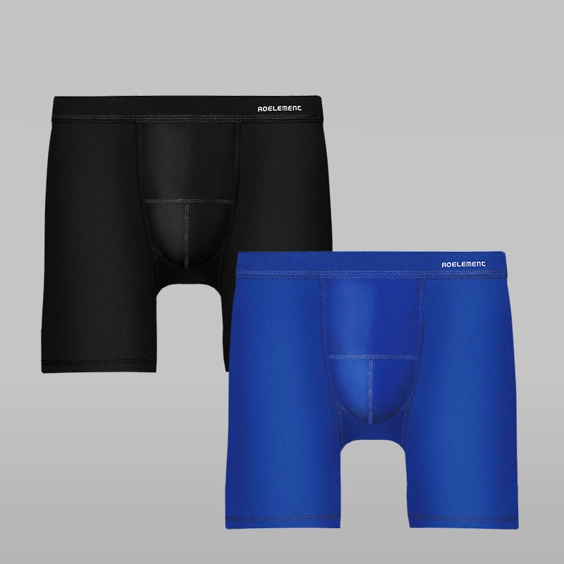 Men's Long Leg Boxer Briefs Anti-Chafing Breathable Modal Underwear Quick-Dry Sports Compression Shorts for Running & Workout