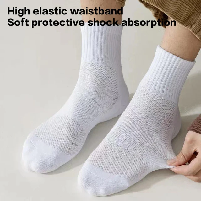 Chaussettes de sport respirantes et absorbant la sueur à fond épais pour hommes avec coussin inférieur pour la course à pied chaussettes de sport professionnelles pour hommes 5 Chaussettes de sport respirantes et absorbant la sueur à fond épais pour hommes avec coussin inférieur pour la course à pied chaussettes de sport professionnelles pour hommes 5
