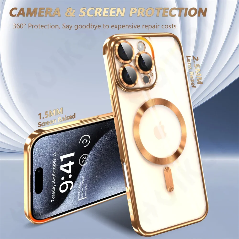 Wireless Charging Transparent Magsafe Case For iPhone 16 15 14 13 12 11 Pro Max X XR XS 7 8 Plus SE Mini Soft Cover wireless charging phone case