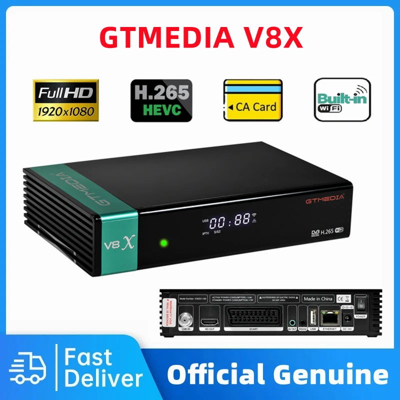 Ricevitore Tv Satellitare Gtmedia V8X Dvb-S/S2/S2X 1080P Fhd Hevc H.265 Supporto Per Slot Per Schede Ca Sat A Gtplayer Tv Box Ufficiale Originale