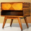 Laden Solid Acacia Wood Nightstand with Storage Drawer, Mid-Century Modern Art Deco Design, End Table 1