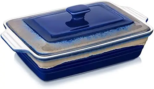 

Quart Nonstick Casserole Dish with Lid, 9 x 13 Inches Lasagna Pan Deep, Ceramic Baking Dish for Dinner, Banquet, and Party, Gra