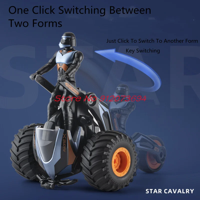 Dual Mode Deformation High Speed Remote Control Motorcycle 30Mins Cool Lighting And Sound Effect 360 ° Rotating RC Tricycle Car 2