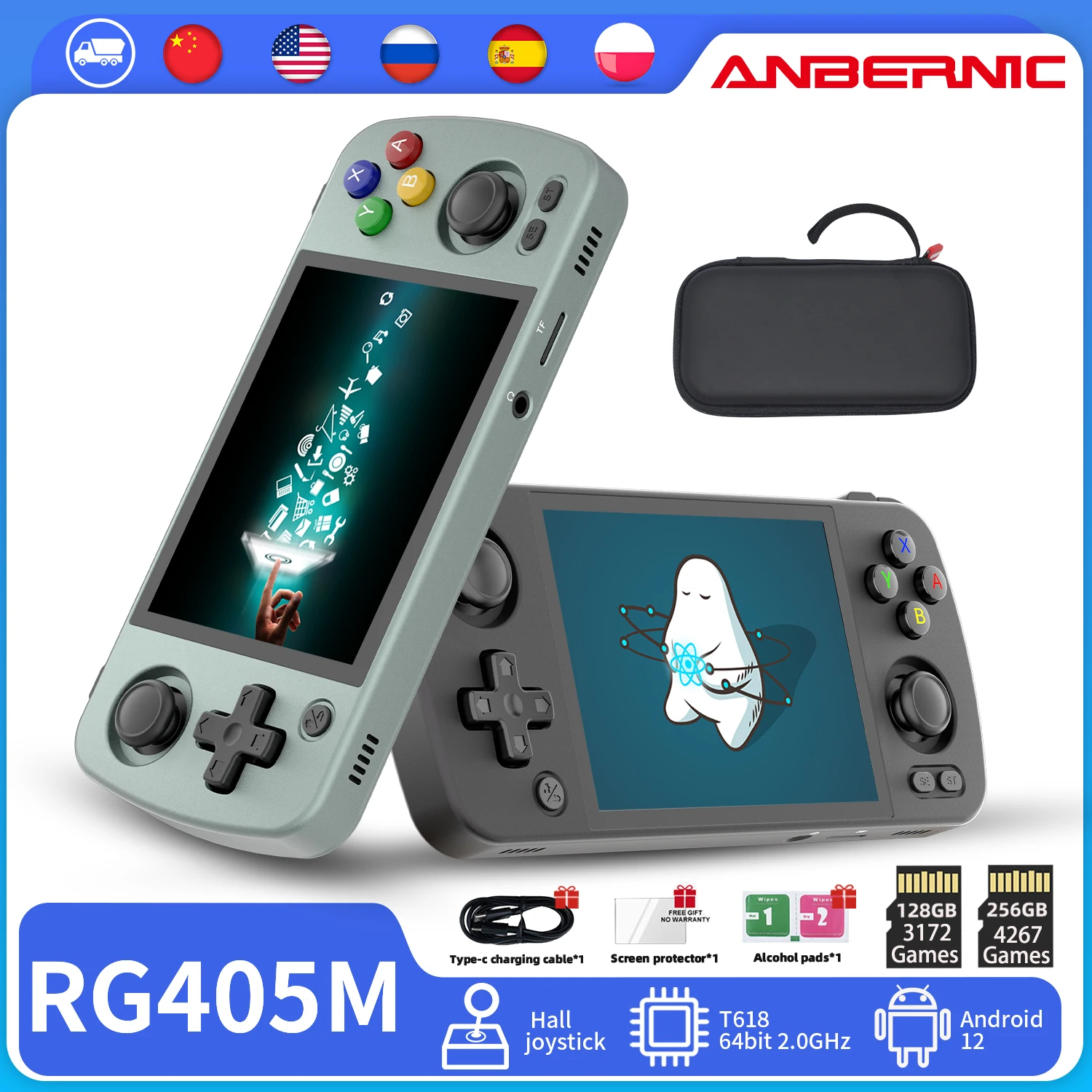 ANBERNIC RG405M Handheld Game Console Metal Case 128G eMMC Android 12 5G  WiFi