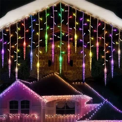 New Christmas Lighting LED Icicle Fairy Curtain Light 3-20M Waterfall House New Year Halloween Garden Terrace Decoration
