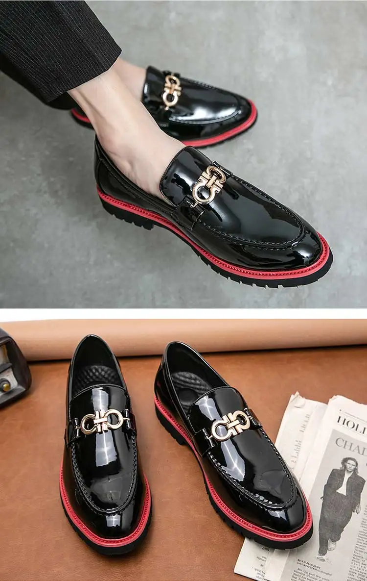 2022 New Fashion Men Loafers Shoes Red Sole Pu Black Shoes Men Shoes