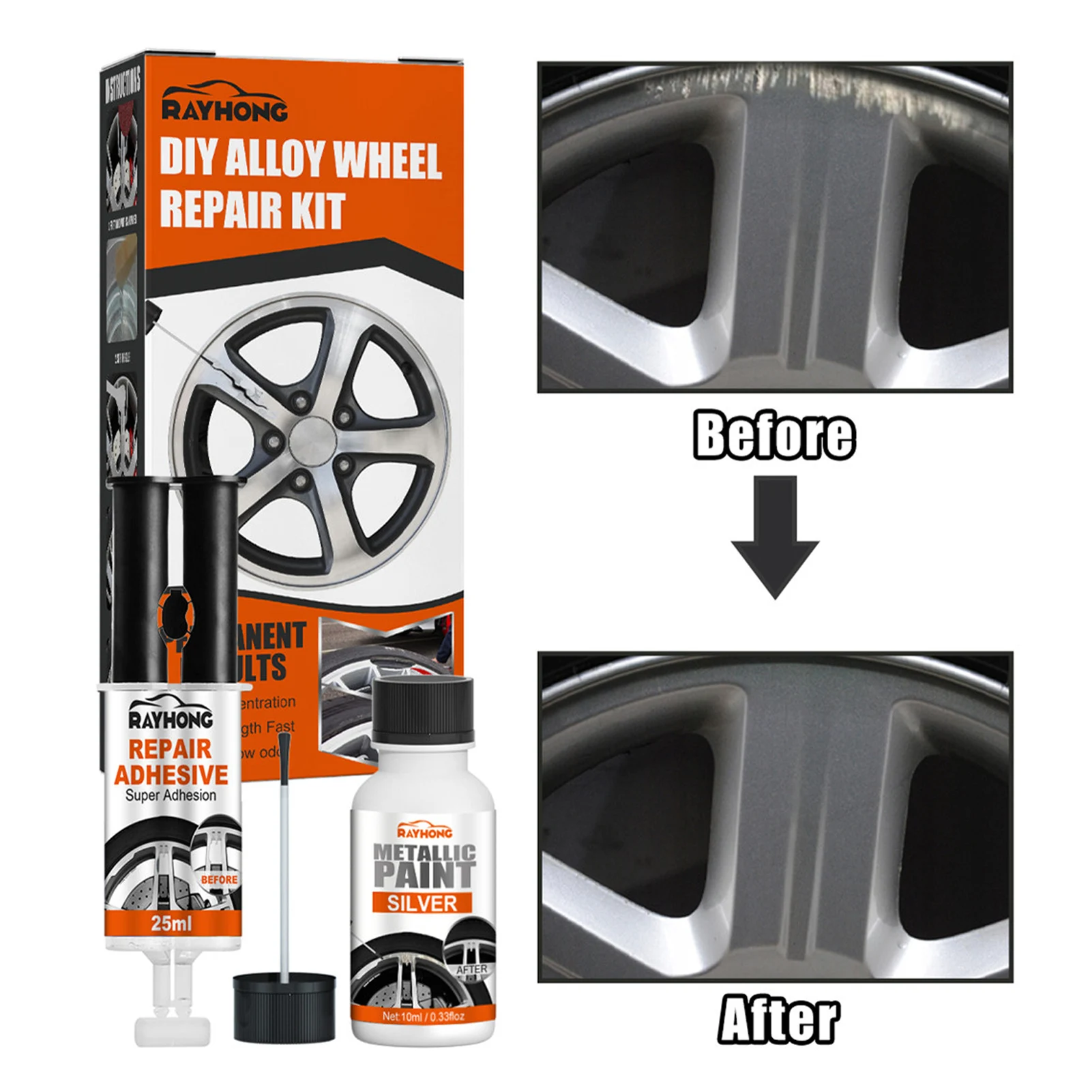 Wheel Scratch Repair Kit Alloy Rim Scrapes Scratches Remover Silver Wheel Paint Car Rim Repair Kit Fix Quick And Easy wheel scratch repair kit