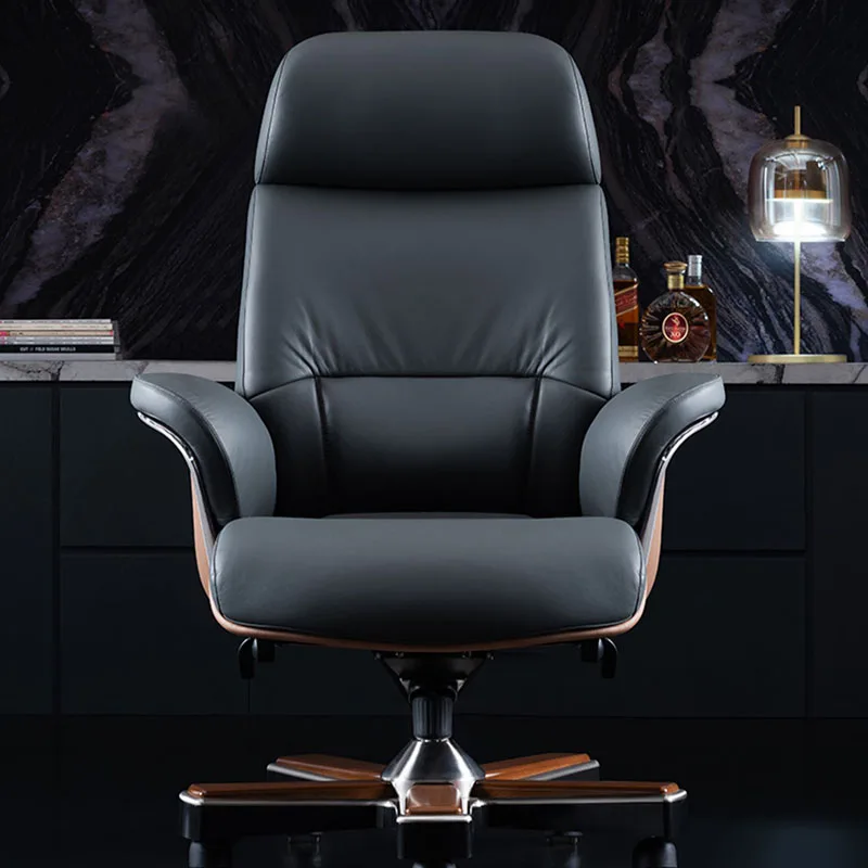 Leather Office Chair Free Shipping Black Designer Nordic Office Chair Back Support Lounge Home Silla Oficina Computer Armchair cover waterproof designer office chair headrest back support recline gaming game chairs living room silla de oficina furnitures