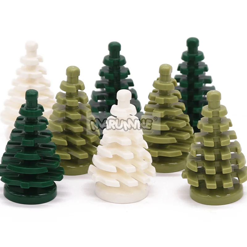 MARUMINE 30/50PCS Spruce Tree Compatible 3471 2435 MOC Building Blocks Accessories Garden Flower Plant Christmas Bricks Parts 4