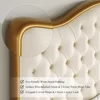 Queen/King Size Platform Bed Frame with 55" Tall Curved Headboard, Modern Velvet Upholstered Bed Frame with Deep Tufted Button 4