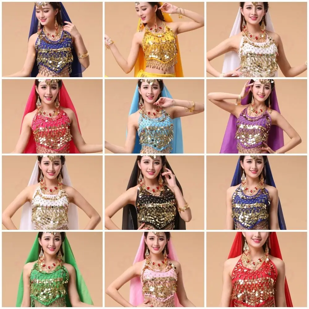 

Tassel Belly Dance Sequin Top Fashion Polyester Fringe Performance Costume Bras Latin Dance Show Costumes Nightclub
