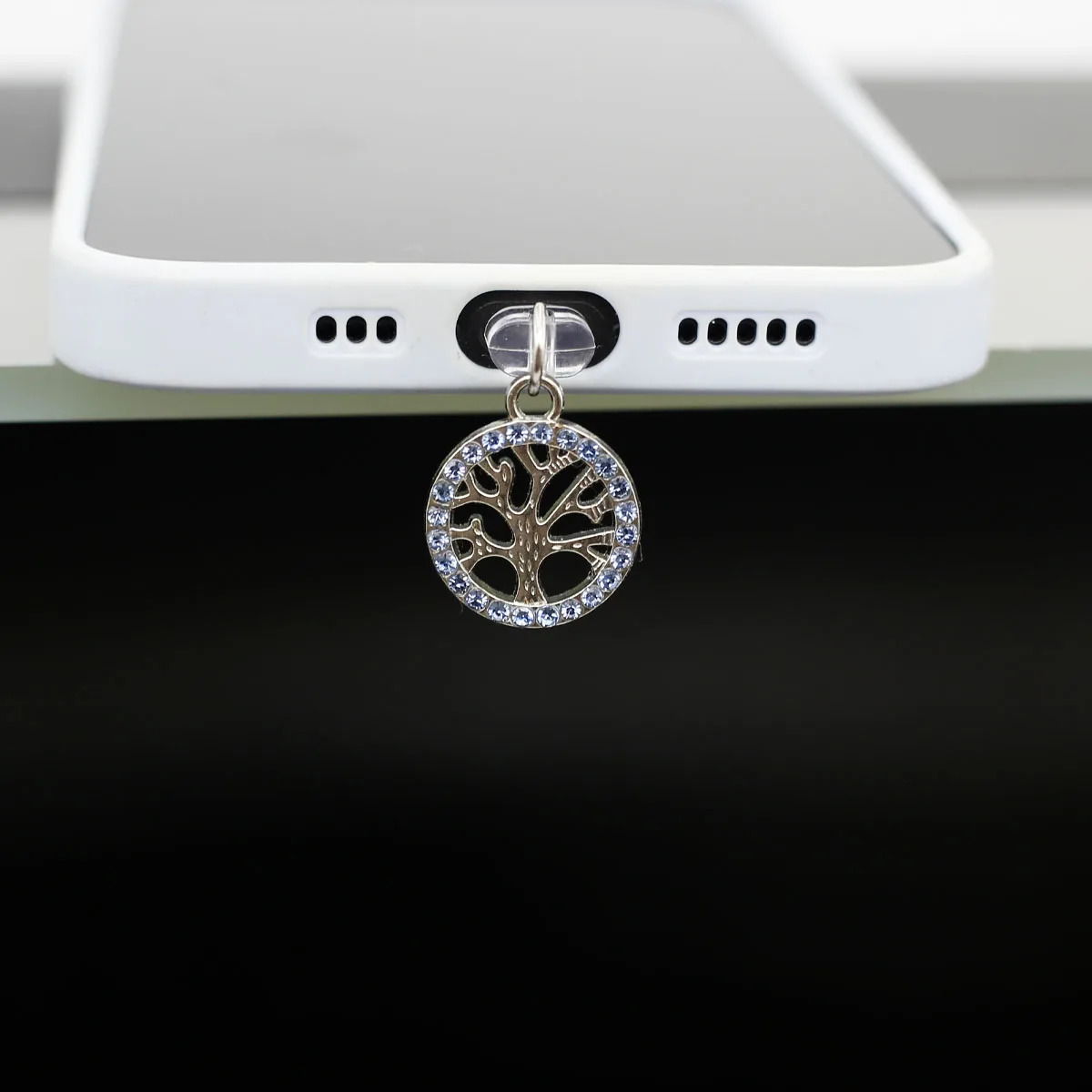 Staubschutz für Mobiltelefone, hängender Anhänger, schöner Kristallstein, Baum des Lebens, mehrfarbig, Zubehör, Dekoration für iPhone C – Detail 14