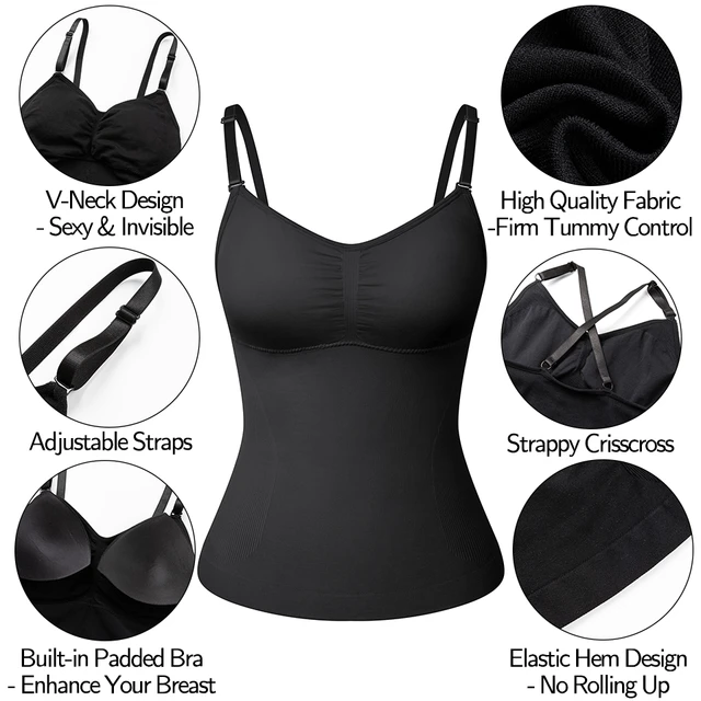 Women Camisoles Built-in Shelf Bra Basic Tank Top Spaghetti Strap