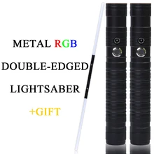 

Double-edged Lightsaber RGB 7 Colors Change LED Laser Sword Two In One Switchable Saber Sound Full Metal Handle Cosplay Gift