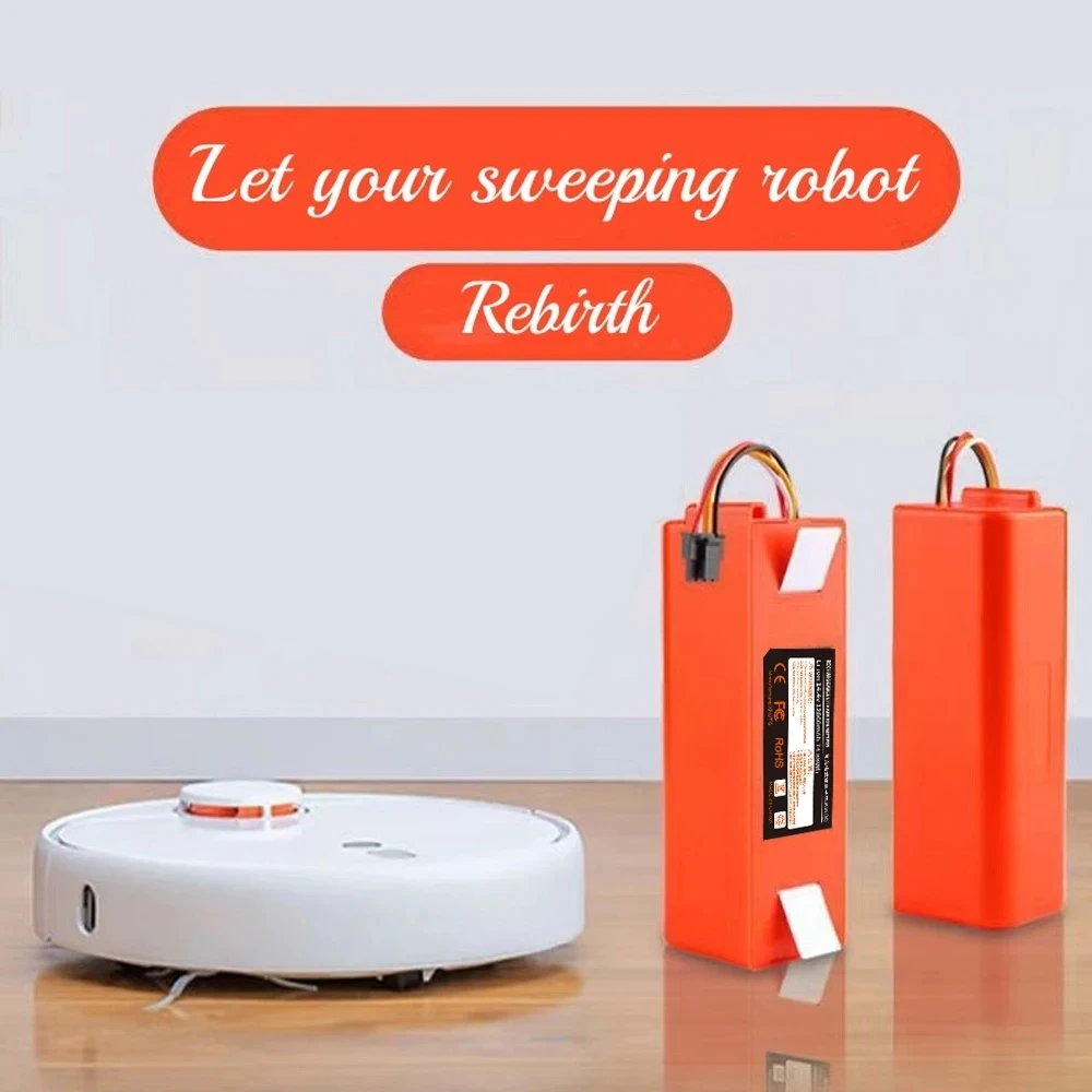 100% Original 14.4V 12800mAh Robotic Vacuum Cleaner Replacement Battery For Xiaomi Roborock S55 S60 S65 S50 S51 S5 MAX S6 Parts 5