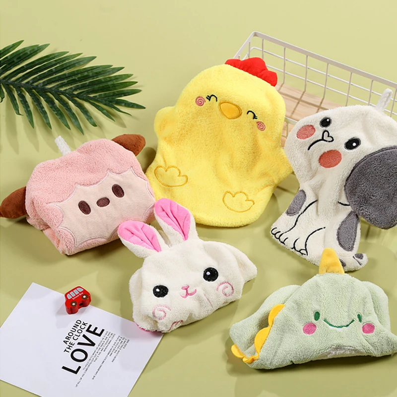 Cartoon Animal Shape Wipe Hand Towel for Kids Coral Velvet Kitchen Bathroom Absorbent Cleaning Dishcloth Towels microfiber towel,hand towel,microfiber hand towel
