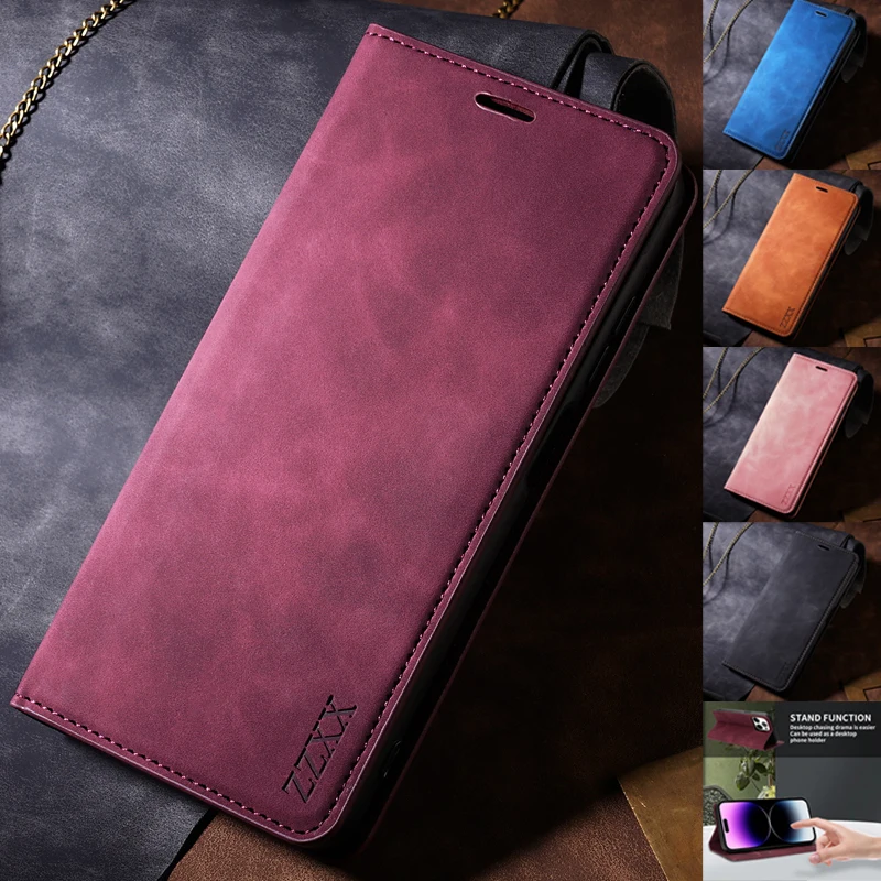 

Wallet Skin Friendly Magnetic Flip With Card Slot Leather Case For iPhone 15 Pro Max 14 13 12 11 SE 2022 X XR XS Max 8 7 6 Plus