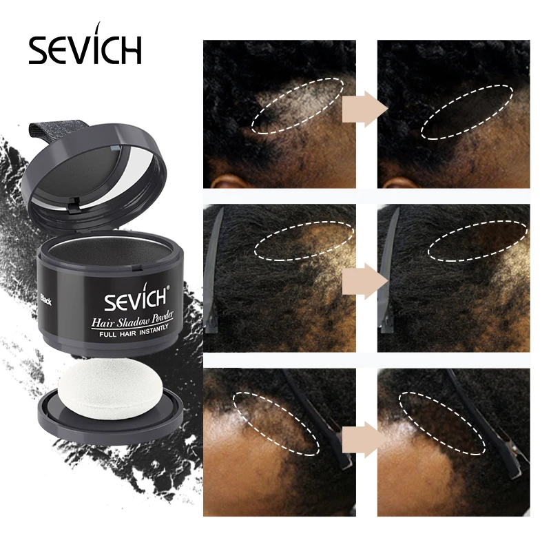 Sevich Waterproof Hair Line Powder 4g Natural Instant Hairline Shadow Powder Black Root Cover Up Forehead Hair Makeup Concealer hair building powder hair coloring product