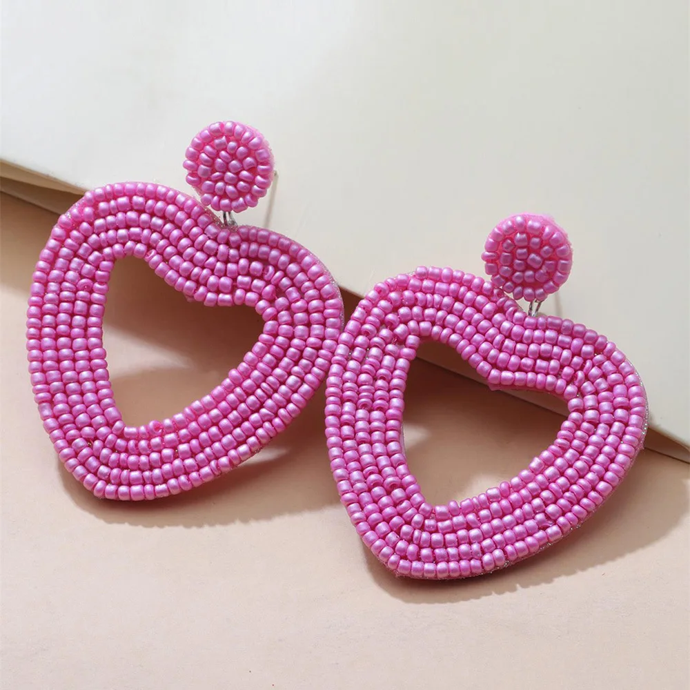 Pink Heart Drop Valentine' Day Earrings